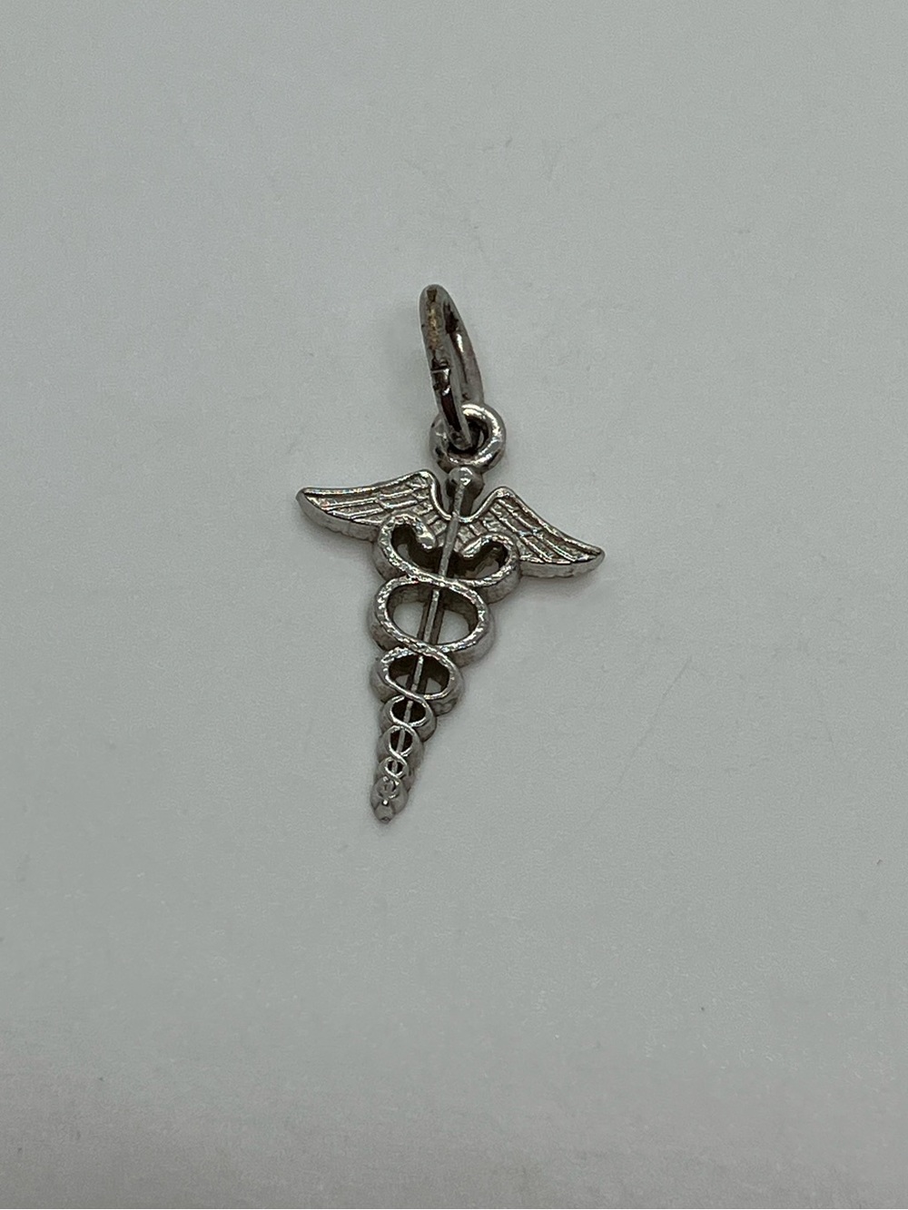 Vtg 925 Sterling Silver Caduceus Medical Symbol Mini Charm 18mm